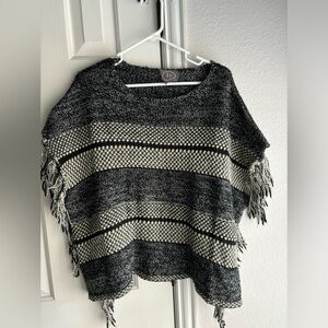 Black and white sweater poncho
